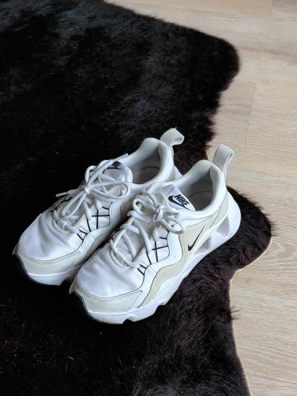 Nike Women’s White and Cream Suede Sneakers